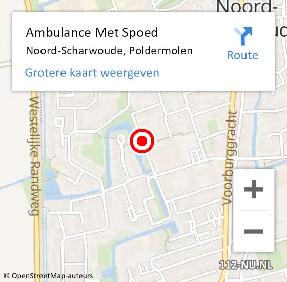 Locatie op kaart van de 112 melding: Ambulance Met Spoed Naar Noord-Scharwoude, Poldermolen op 18 april 2018 22:09