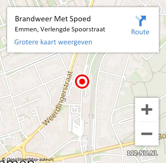 Locatie op kaart van de 112 melding: Brandweer Met Spoed Naar Emmen, Verlengde Spoorstraat op 18 april 2018 22:16