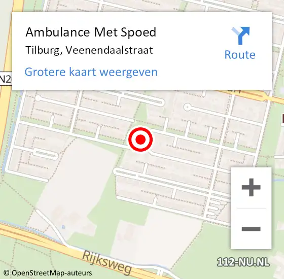 Locatie op kaart van de 112 melding: Ambulance Met Spoed Naar Tilburg, Veenendaalstraat op 18 april 2018 23:04