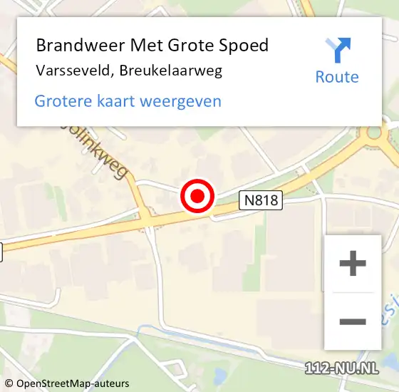 Locatie op kaart van de 112 melding: Brandweer Met Grote Spoed Naar Varsseveld, Breukelaarweg op 19 april 2018 00:35