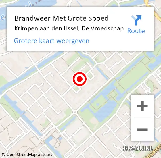 Locatie op kaart van de 112 melding: Brandweer Met Grote Spoed Naar Krimpen aan den IJssel, De Vroedschap op 19 april 2018 02:51