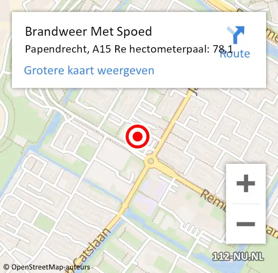 Locatie op kaart van de 112 melding: Brandweer Met Spoed Naar Papendrecht, A15 Re hectometerpaal: 78,1 op 19 april 2018 05:10