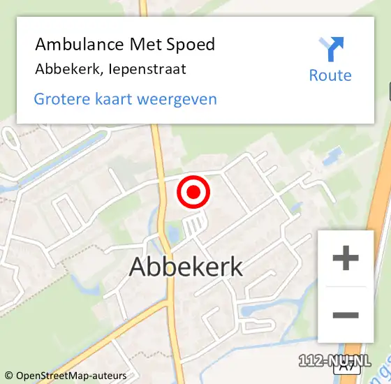 Locatie op kaart van de 112 melding: Ambulance Met Spoed Naar Abbekerk, Iepenstraat op 19 april 2018 05:54