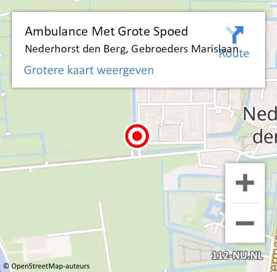Locatie op kaart van de 112 melding: Ambulance Met Grote Spoed Naar Nederhorst den Berg, Gebroeders Marislaan op 22 februari 2014 15:03