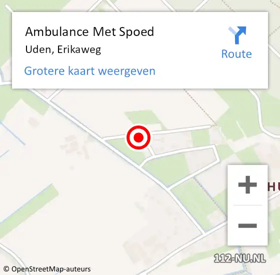 Locatie op kaart van de 112 melding: Ambulance Met Spoed Naar Uden, Erikaweg op 19 april 2018 06:27