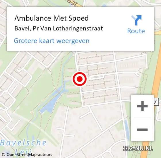 Locatie op kaart van de 112 melding: Ambulance Met Spoed Naar Bavel, Pr Van Lotharingenstraat op 19 april 2018 07:05