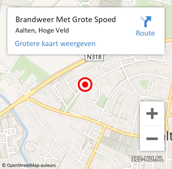 Locatie op kaart van de 112 melding: Brandweer Met Grote Spoed Naar Aalten, Hoge Veld op 19 april 2018 08:04