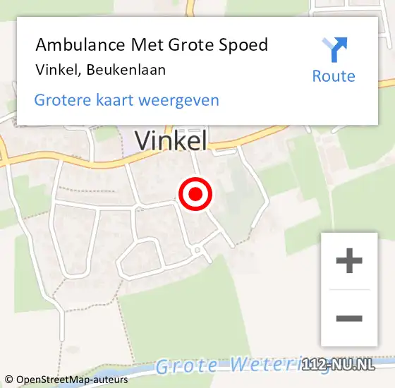 Locatie op kaart van de 112 melding: Ambulance Met Grote Spoed Naar Vinkel, Beukenlaan op 19 april 2018 08:39