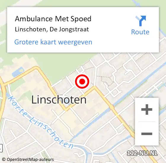 Locatie op kaart van de 112 melding: Ambulance Met Spoed Naar Linschoten, De Jongstraat op 19 april 2018 09:12