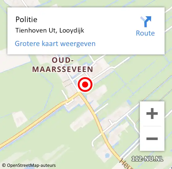 Locatie op kaart van de 112 melding: Politie Tienhoven Ut, Looydijk op 19 april 2018 09:29