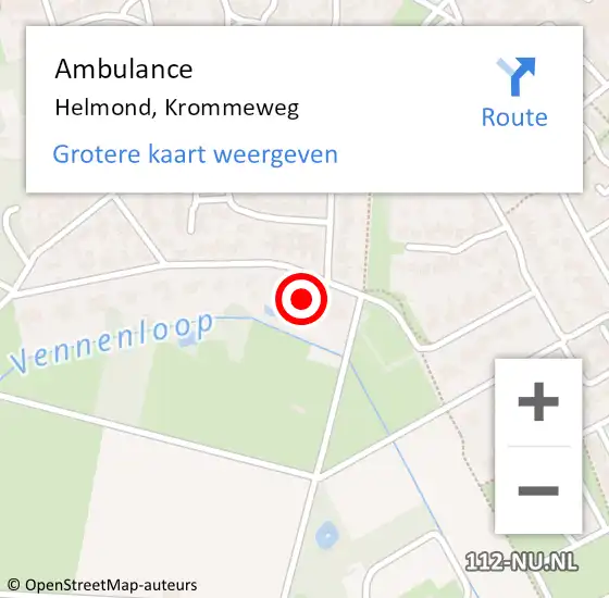 Locatie op kaart van de 112 melding: Ambulance Helmond, Krommeweg op 19 april 2018 09:53