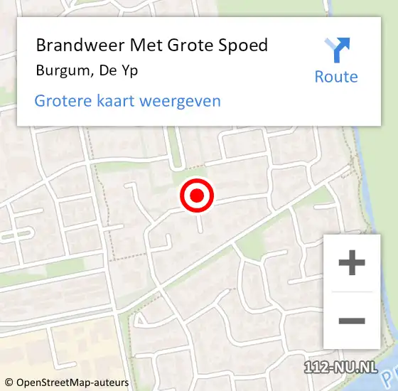 Locatie op kaart van de 112 melding: Brandweer Met Grote Spoed Naar Burgum, De Yp op 19 april 2018 10:13