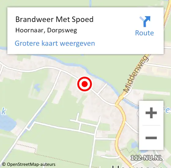 Locatie op kaart van de 112 melding: Brandweer Met Spoed Naar Hoornaar, Dorpsweg op 19 april 2018 10:24