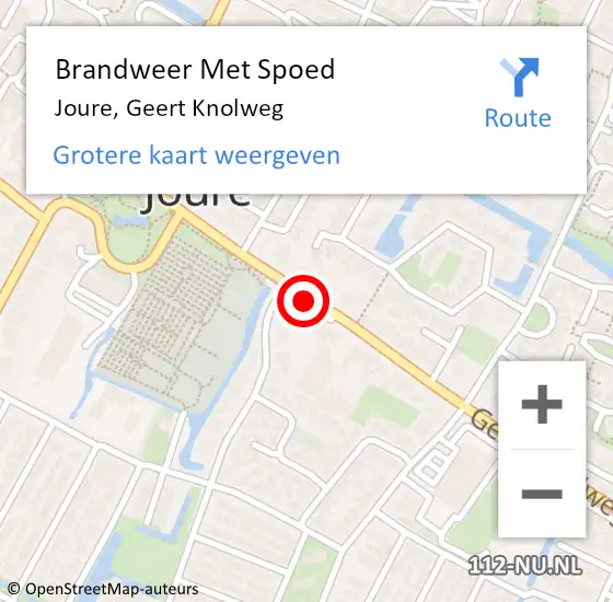 Locatie op kaart van de 112 melding: Brandweer Met Spoed Naar Joure, Geert Knolweg op 19 april 2018 10:44