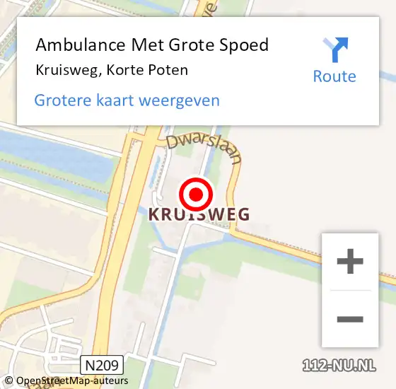 Locatie op kaart van de 112 melding: Ambulance Met Grote Spoed Naar Kruisweg, Korte Poten op 19 april 2018 10:53