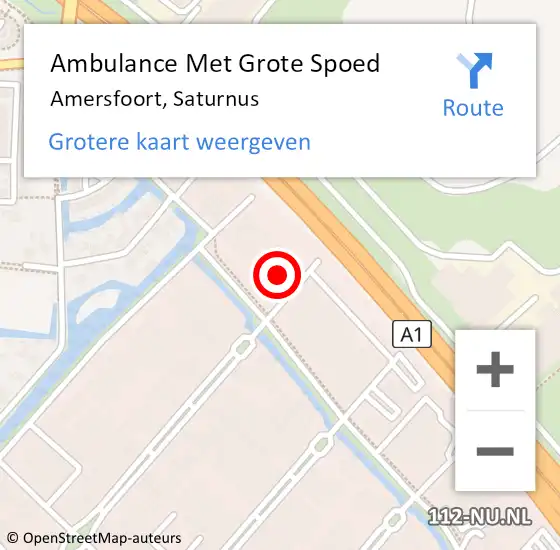 Locatie op kaart van de 112 melding: Ambulance Met Grote Spoed Naar Amersfoort, Saturnus op 19 april 2018 10:54