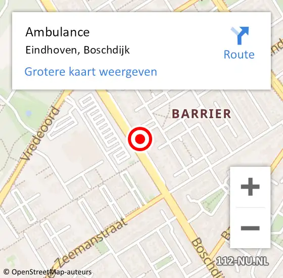 Locatie op kaart van de 112 melding: Ambulance Eindhoven, Boschdijk op 19 april 2018 11:25
