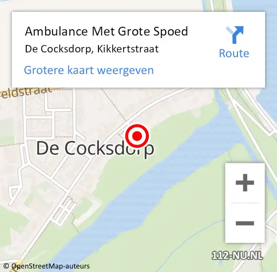 Locatie op kaart van de 112 melding: Ambulance Met Grote Spoed Naar De Cocksdorp, Kikkertstraat op 19 april 2018 11:48