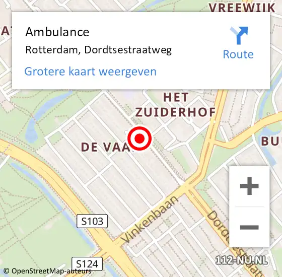 Locatie op kaart van de 112 melding: Ambulance Rotterdam, Dordtsestraatweg op 19 april 2018 11:53
