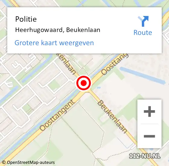 Locatie op kaart van de 112 melding: Politie Heerhugowaard, Beukenlaan op 19 april 2018 11:55