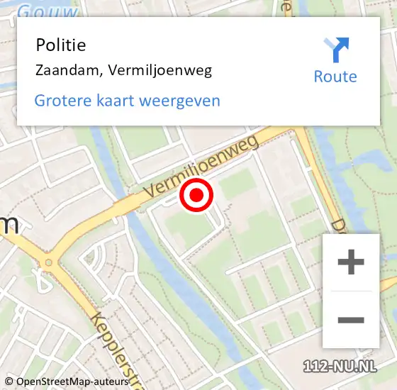 Locatie op kaart van de 112 melding: Politie Zaandam, Vermiljoenweg op 19 april 2018 12:08