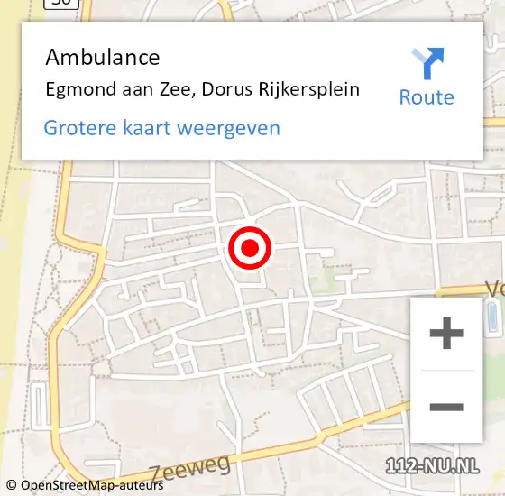 Locatie op kaart van de 112 melding: Ambulance Egmond aan Zee, Dorus Rijkersplein op 22 februari 2014 15:40