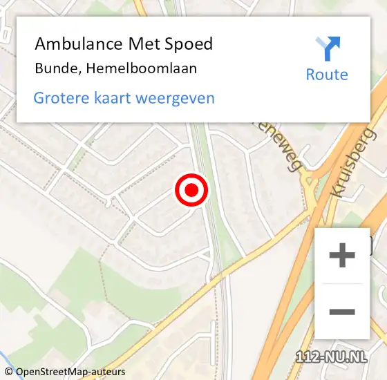 Locatie op kaart van de 112 melding: Ambulance Met Spoed Naar Bunde, Hemelboomlaan op 22 februari 2014 15:43