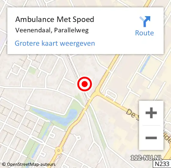 Locatie op kaart van de 112 melding: Ambulance Met Spoed Naar Veenendaal, Parallelweg op 19 april 2018 12:39