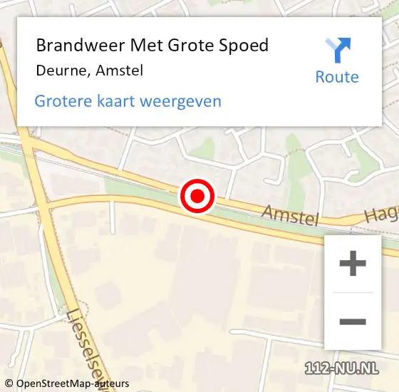 Locatie op kaart van de 112 melding: Brandweer Met Grote Spoed Naar Deurne, Amstel op 19 april 2018 13:21