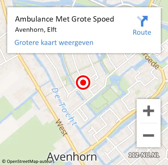 Locatie op kaart van de 112 melding: Ambulance Met Grote Spoed Naar Avenhorn, Elft op 19 april 2018 13:24