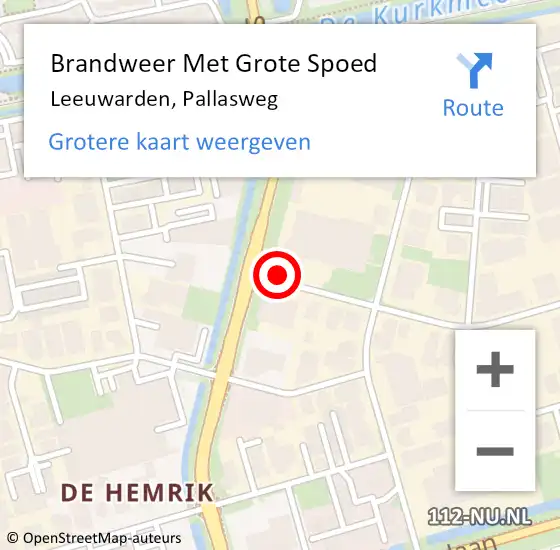 Locatie op kaart van de 112 melding: Brandweer Met Grote Spoed Naar Leeuwarden, Pallasweg op 19 april 2018 13:56