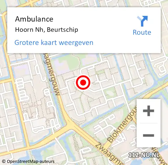 Locatie op kaart van de 112 melding: Ambulance Hoorn Nh, Beurtschip op 19 april 2018 14:06