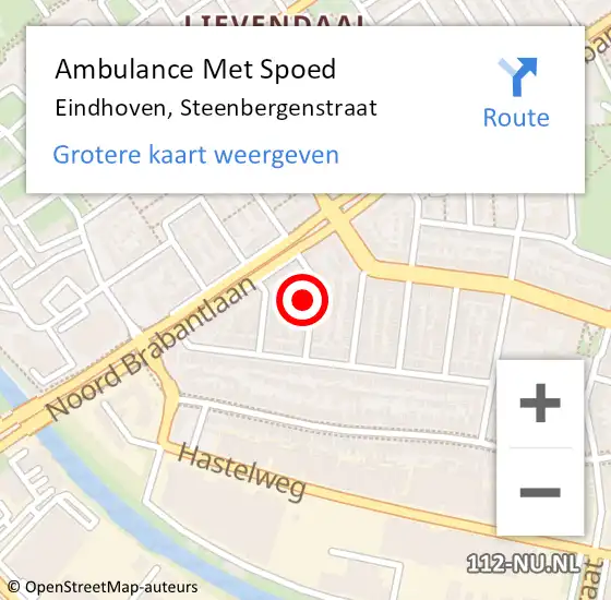 Locatie op kaart van de 112 melding: Ambulance Met Spoed Naar Eindhoven, Steenbergenstraat op 19 april 2018 14:22