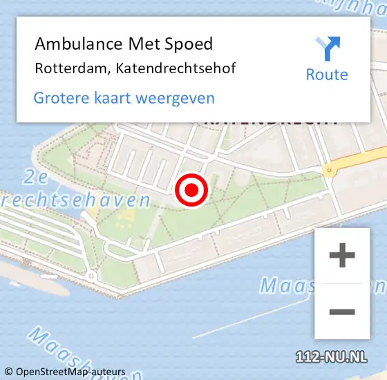 Locatie op kaart van de 112 melding: Ambulance Met Spoed Naar Rotterdam, Katendrechtsehof op 19 april 2018 14:24