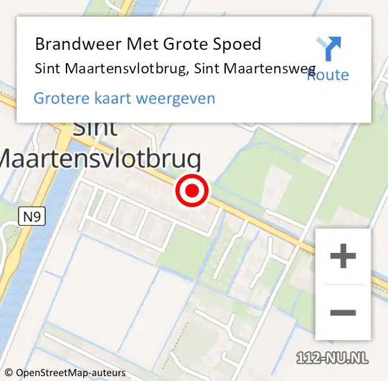 Locatie op kaart van de 112 melding: Brandweer Met Grote Spoed Naar Sint Maartensvlotbrug, Sint Maartensweg op 19 april 2018 14:36