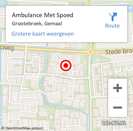 Locatie op kaart van de 112 melding: Ambulance Met Spoed Naar Grootebroek, Gemaal op 19 april 2018 14:51