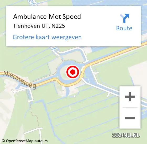Locatie op kaart van de 112 melding: Ambulance Met Spoed Naar Tienhoven UT, N237 op 19 april 2018 15:10