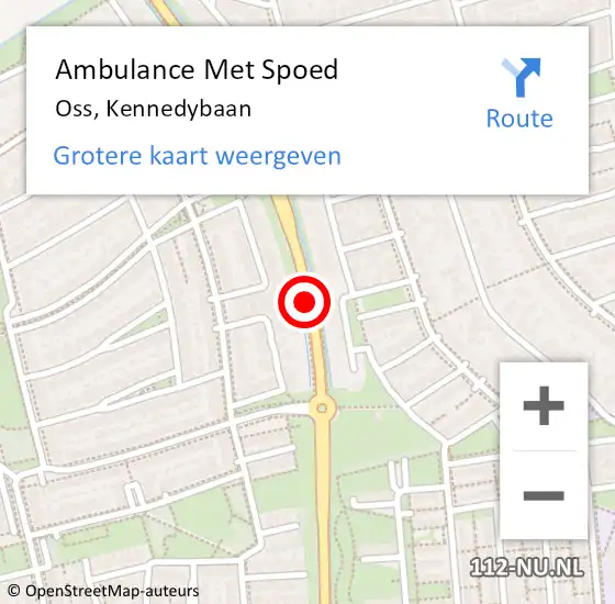 Locatie op kaart van de 112 melding: Ambulance Met Spoed Naar Oss, Kennedybaan op 19 april 2018 15:36