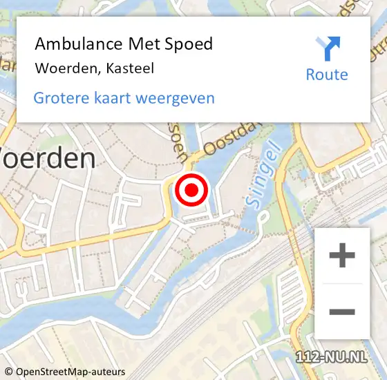 Locatie op kaart van de 112 melding: Ambulance Met Spoed Naar Woerden, Kasteel op 19 april 2018 15:44