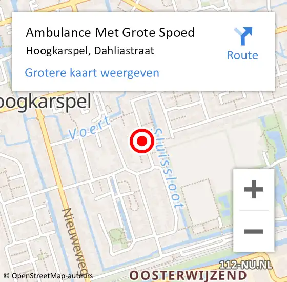 Locatie op kaart van de 112 melding: Ambulance Met Grote Spoed Naar Hoogkarspel, Dahliastraat op 19 april 2018 15:46
