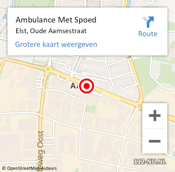 Locatie op kaart van de 112 melding: Ambulance Met Spoed Naar Elst, Aamsestraat op 19 april 2018 16:29