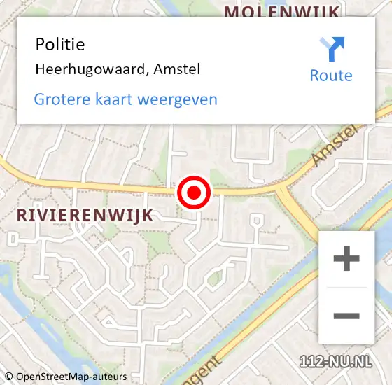 Locatie op kaart van de 112 melding: Politie Heerhugowaard, Amstel op 19 april 2018 17:21