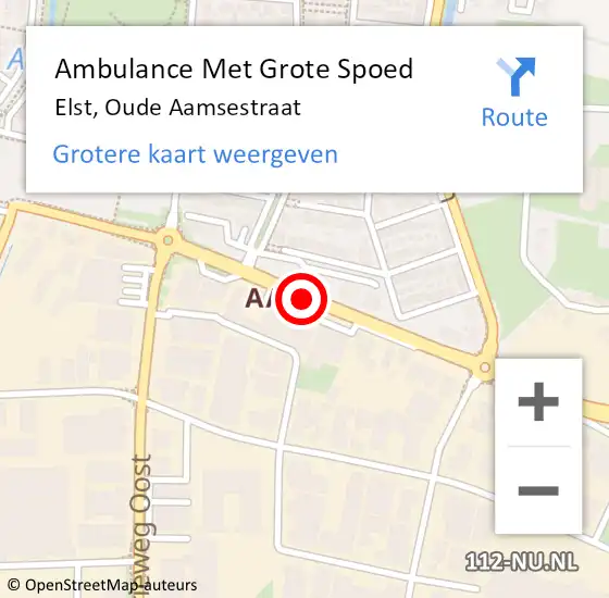 Locatie op kaart van de 112 melding: Ambulance Met Grote Spoed Naar Elst, Aamsestraat op 19 april 2018 17:25