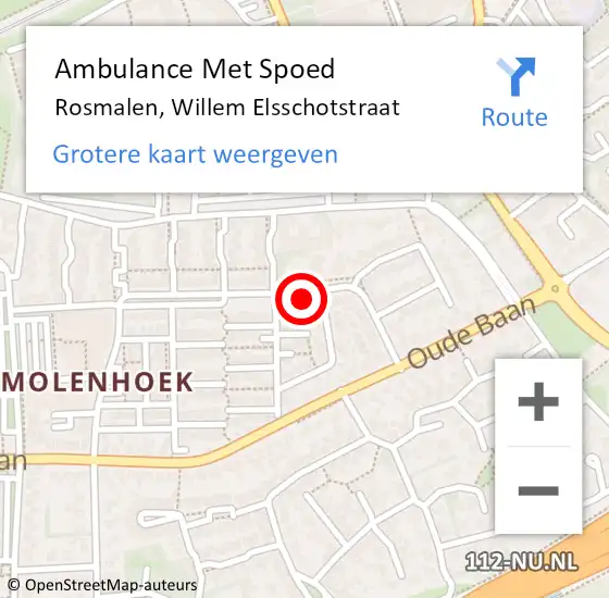 Locatie op kaart van de 112 melding: Ambulance Met Spoed Naar Rosmalen, Willem Elsschotstraat op 19 april 2018 17:35