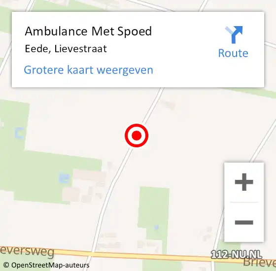 Locatie op kaart van de 112 melding: Ambulance Met Spoed Naar Eede, Lievestraat op 19 april 2018 19:33