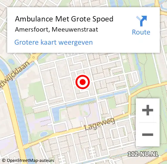 Locatie op kaart van de 112 melding: Ambulance Met Grote Spoed Naar Amersfoort, Meeuwenstraat op 19 april 2018 19:46