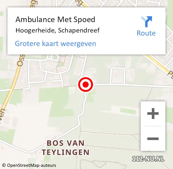 Locatie op kaart van de 112 melding: Ambulance Met Spoed Naar Hoogerheide, Schapendreef op 19 april 2018 19:49
