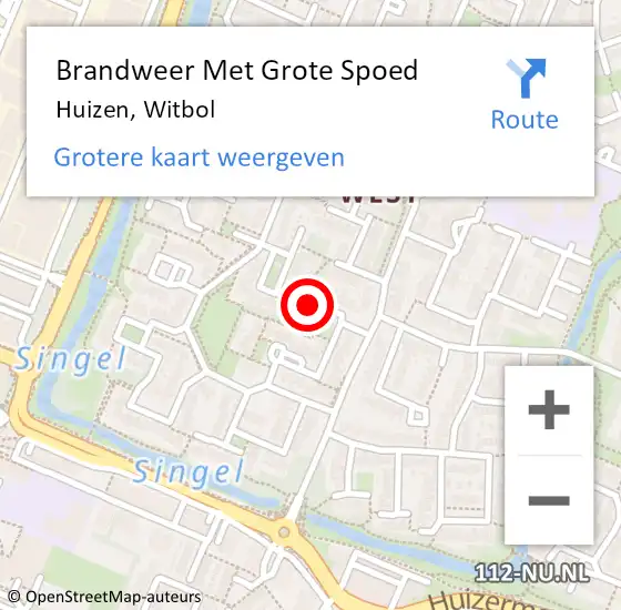 Locatie op kaart van de 112 melding: Brandweer Met Grote Spoed Naar Huizen, Witbol op 22 februari 2014 16:44