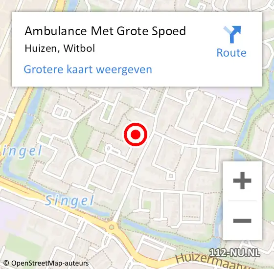 Locatie op kaart van de 112 melding: Ambulance Met Grote Spoed Naar Huizen, Witbol op 22 februari 2014 16:45