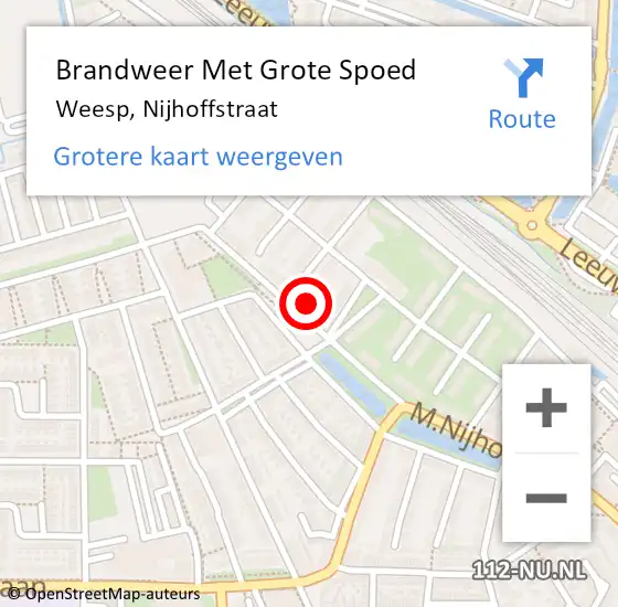 Locatie op kaart van de 112 melding: Brandweer Met Grote Spoed Naar Weesp, Nijhoffstraat op 19 april 2018 21:02